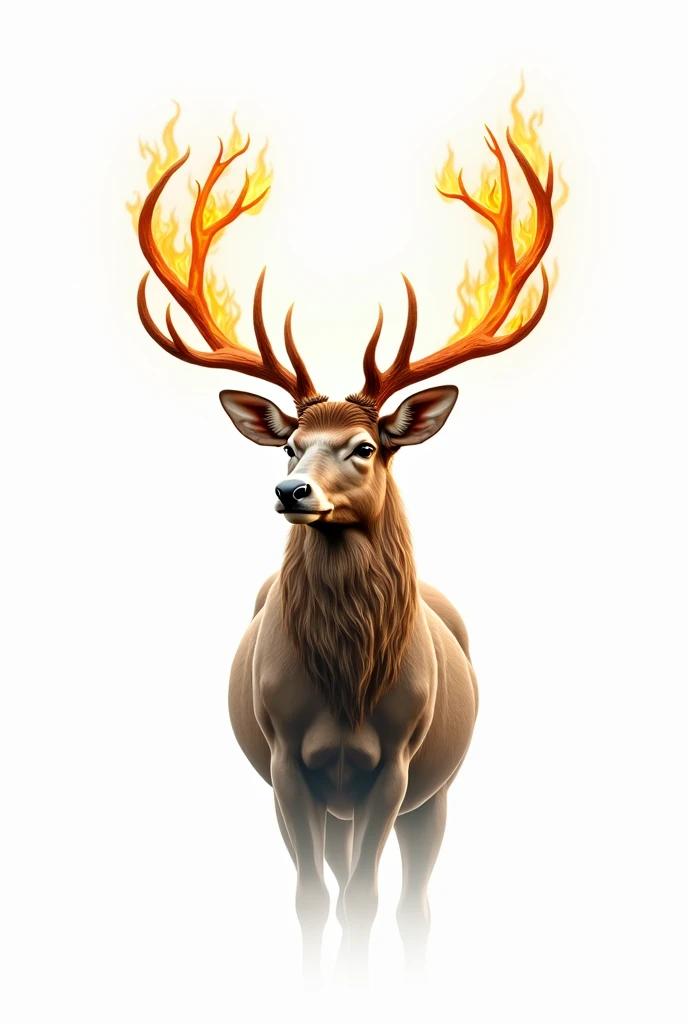Incorporating an organic design、「Stag with burning antlers」The logo of a natural essential oil brand 、Background is white、simple