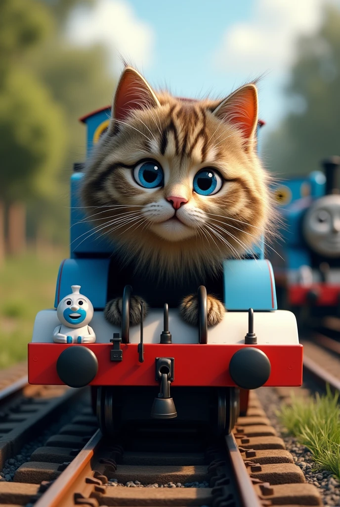Thomas the Tank Engine cat version、Ultra-realistic、high resolution