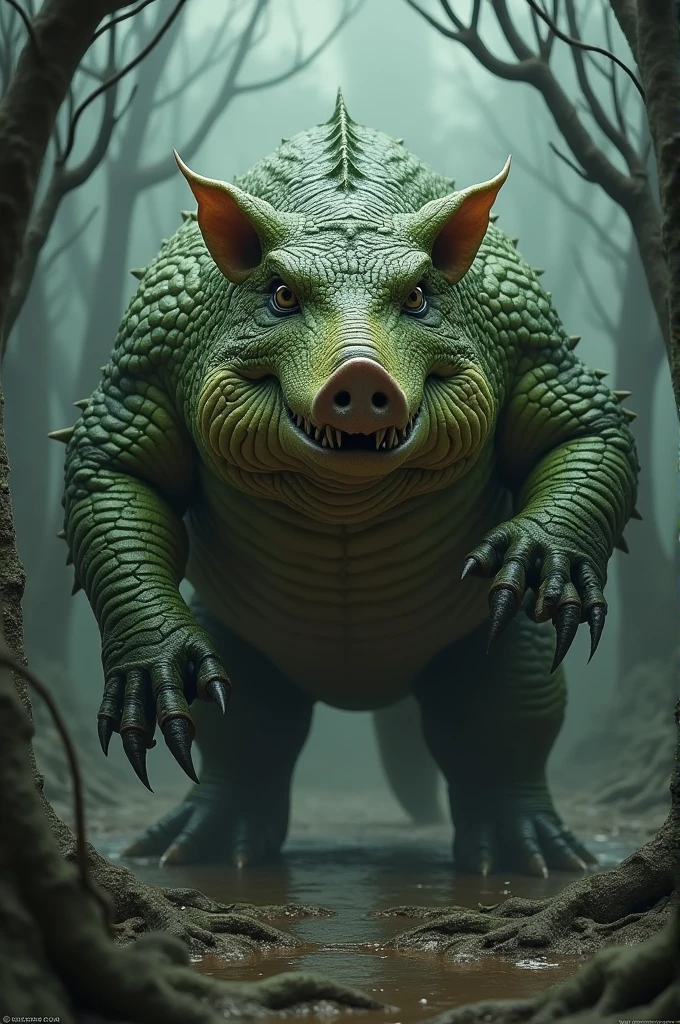 Pig with crocodile