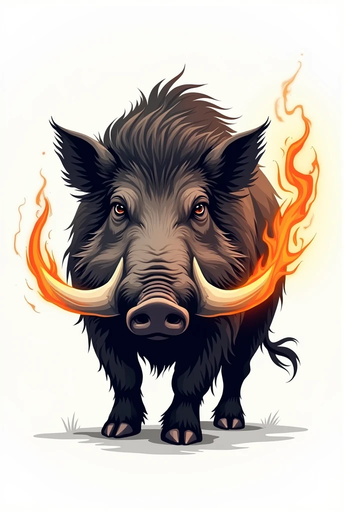 Incorporating an organic design、「Boar with burning tusks」The logo of a natural essential oil brand 、Background is white、simple