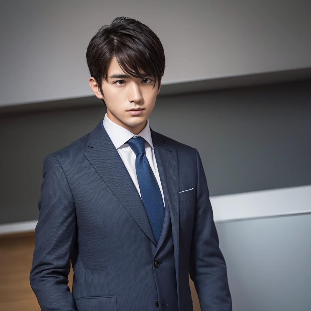 30-year-old male Suit No background profile serious