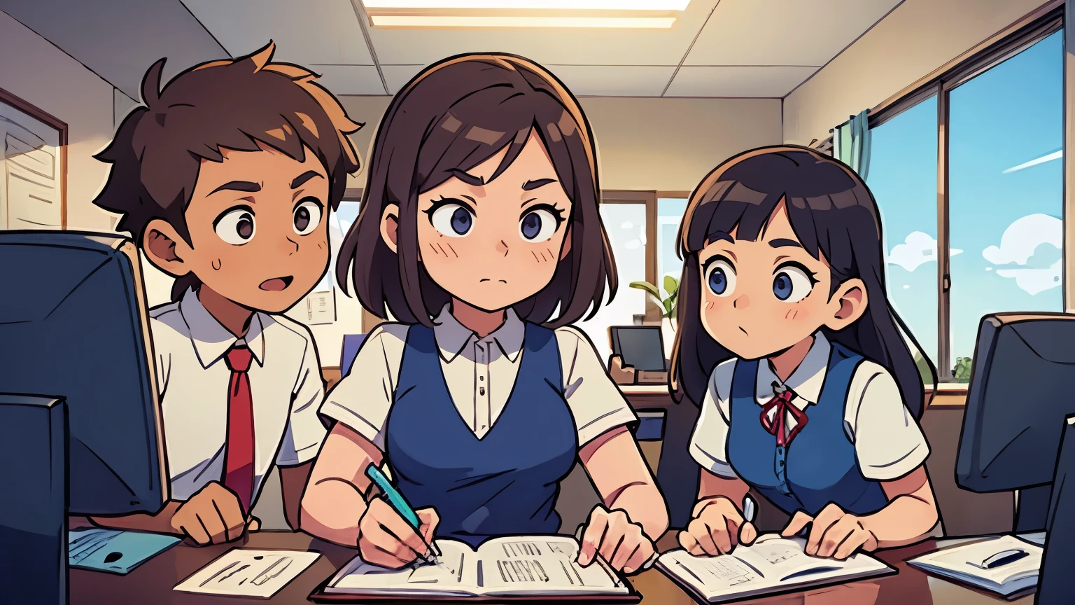 A group of people,Work in the office