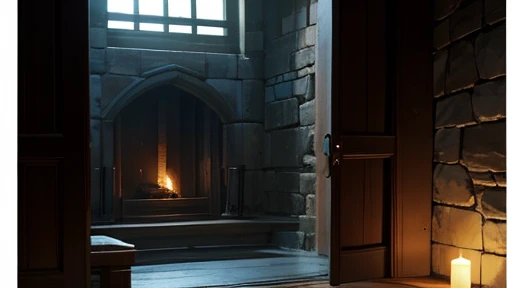 middle ages、Inside the temple、Dimly lit room、Stone Wall