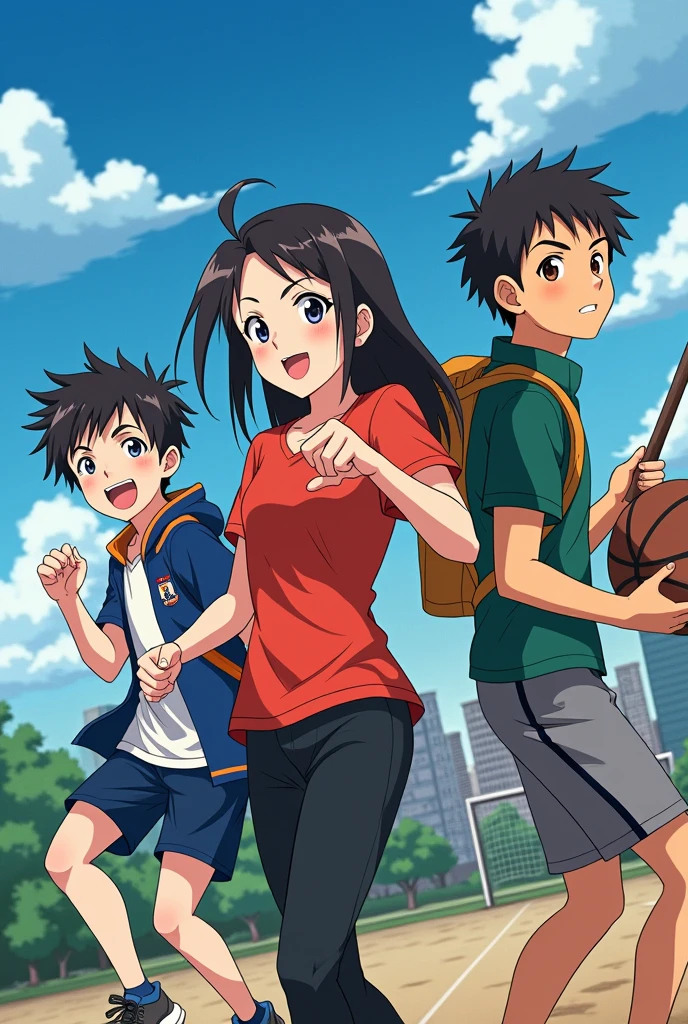 Anime name trio
Is anime me dosti aur attitude,casual look
Aur is anime me teams hoga
Isi hisab se anime ka poster