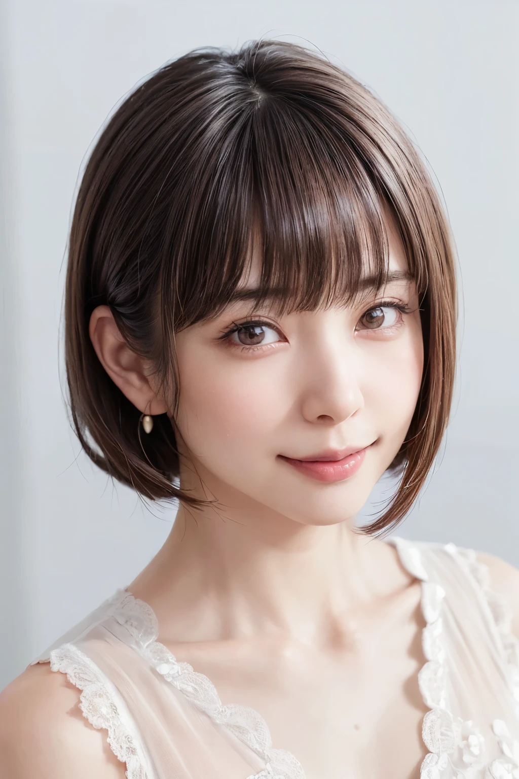 (software:1.8、masterpiece, Highest quality),1 person, alone, hyper Realistic, Realistic,Realistic, Looking at the audience, Light brown eyes:1.4,Brunette Short Bob Hair with highly detailed shiny hair, Brightly colored winter clothes, Lepangas:1.4), Outdoor, Mouth closed, Upper Body、big chest eye、eyelash、{Hugeな|big chest|Hugeなな|Mega} whole :2, chestの谷間:2、(((big chest eye、Short Bob Hair、Highlights from Students、Looking at the audience、She is very beautiful and cute、Show me your ears、Long neck、smile、Close your mouth and smile、Bangs and beautiful teeth)))、Ideal body type、(Nothing is drawn、A very beautiful pure white background:1.6)、美しいLong neck:1.4、(({Huge|big|Hugeな|Mega} chest, chestの谷間:2、Upper Bodyは服を着ていない:1.6))、(((Portraiture:2)))、Perfect Anatomy