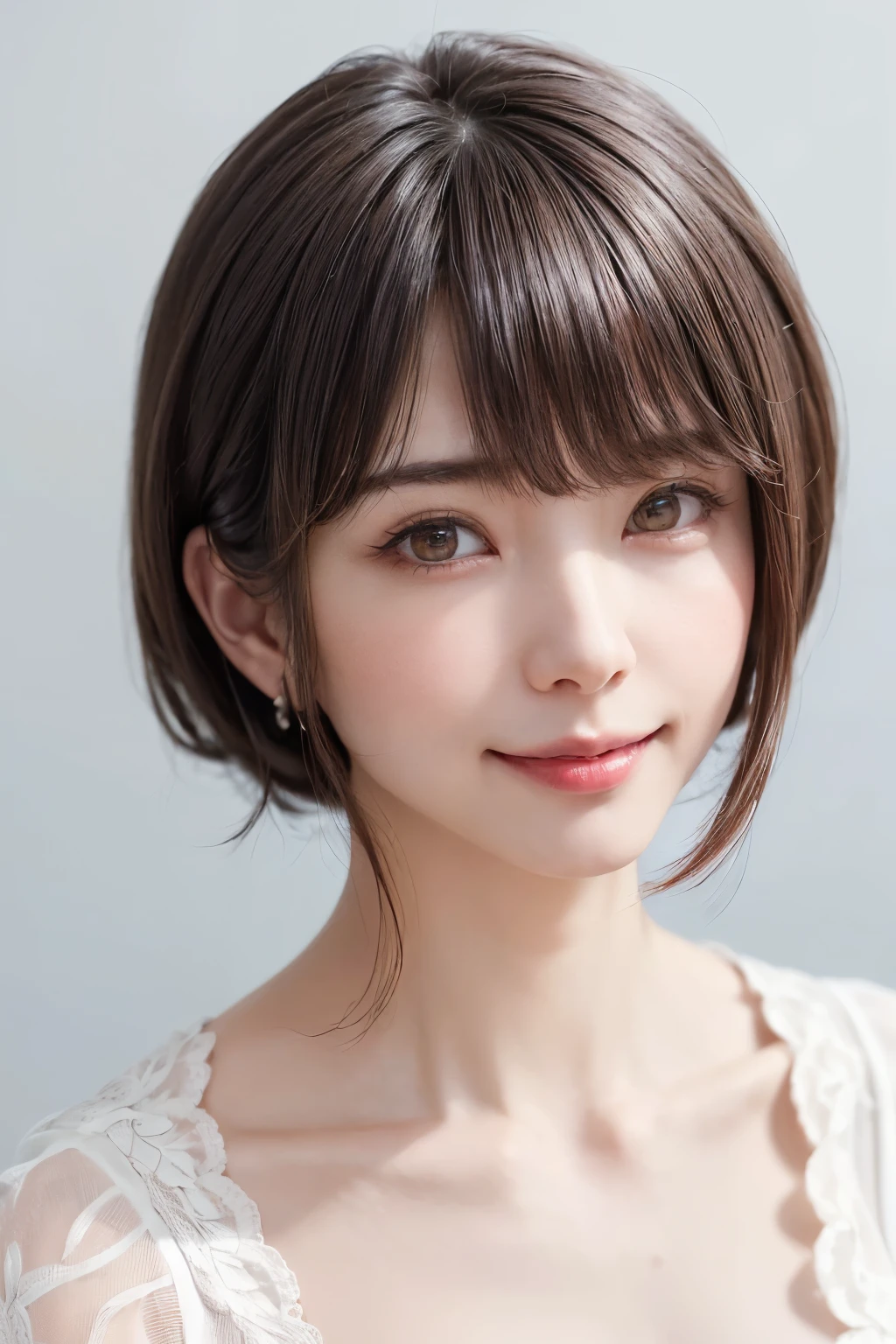 (software:1.8、masterpiece, Highest quality),1 person, alone, hyper Realistic, Realistic,Realistic, Looking at the audience, Light brown eyes:1.4,Brunette Short Bob Hair with highly detailed shiny hair, Brightly colored winter clothes, Lepangas:1.4), Outdoor, Mouth closed, Upper Body、big chest eye、eyelash、{Hugeな|big chest|Hugeなな|Mega} whole :2, chestの谷間:2、(((big chest eye、Short Bob Hair、Highlights from Students、Looking at the audience、She is very beautiful and cute、Show me your ears、Long neck、smile、Close your mouth and smile、Bangs and beautiful teeth)))、Ideal body type、(Nothing is drawn、A very beautiful pure white background:1.6)、美しいLong neck:1.4、(({Huge|big|Hugeな|Mega} chest, chestの谷間:2、Upper Bodyは服を着ていない:1.6))、(((Portraiture:2)))、Perfect Anatomy