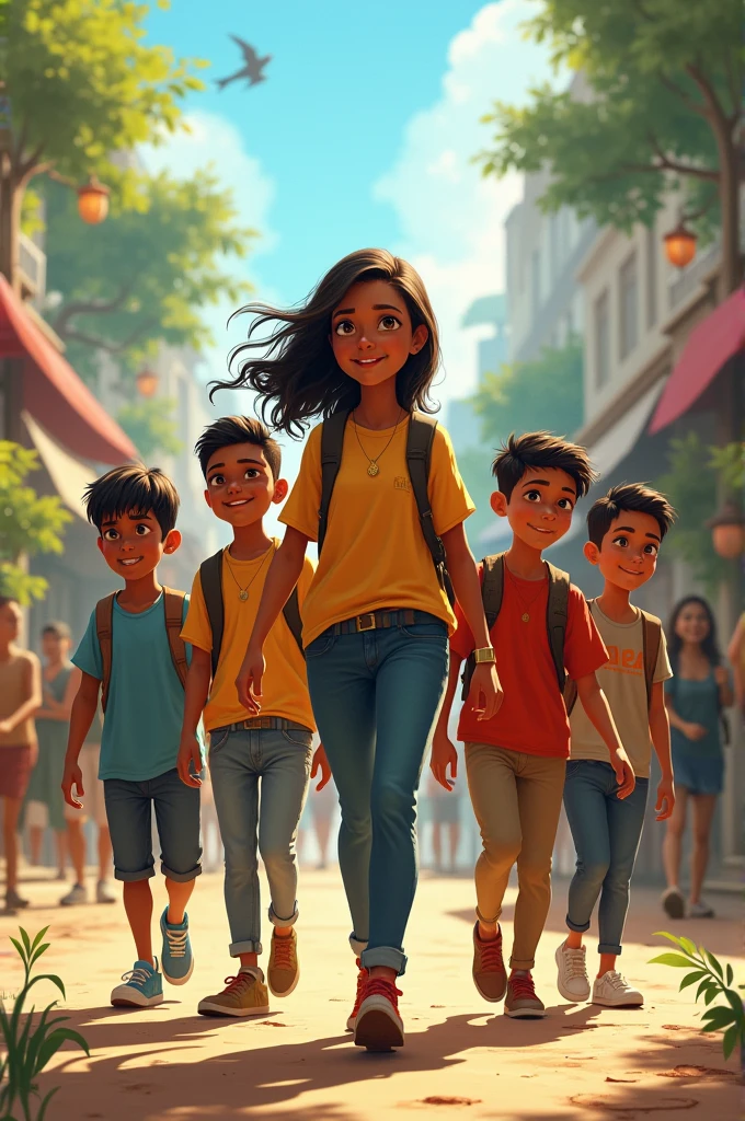 Goes to Nishal with four boys