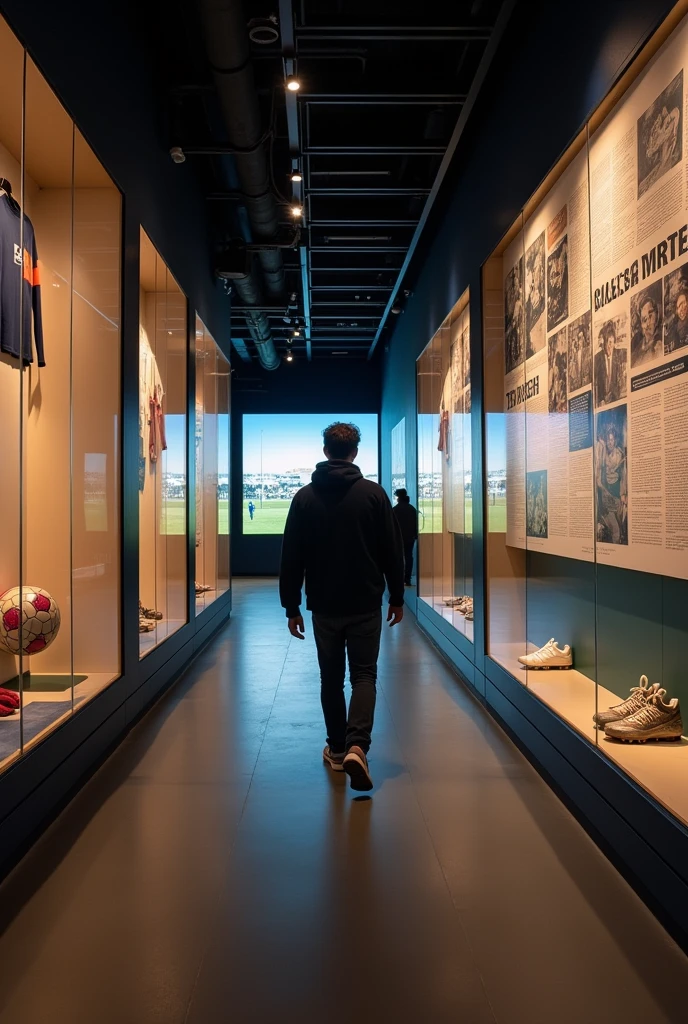  visiting a football museum with only him in the museum