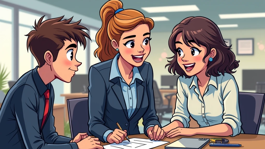 A group of people，Discussing things in the office，Cartoon Style