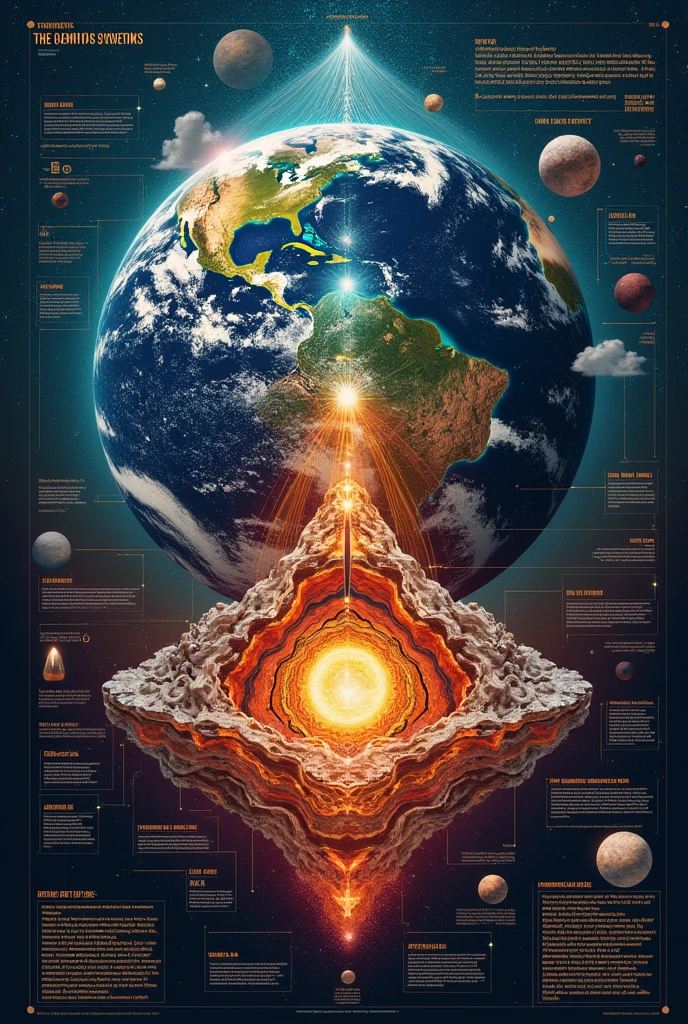 Make an POSTER about the earth subsystem and earth planetary structure with physical and chemical properties of minerals also add QUOTE without label