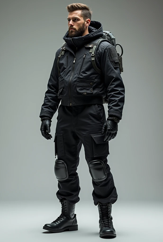 Zero-G Ravager Jacket
Design Specifications:
Function: Tactical jacket equipped with survival features for space or harsh environments.
Material: Kevlar-coated micro-fiber with built-in thermal regulators.
Key Features:
Zero-G Mode: Magnetic boots and gloves can be deployed for walking on metallic surfaces in zero gravity.
Thermal Regulation: Temperature control for extreme hot or cold environments, adaptable to deep space and planetary conditions.
Integrated Storage: Multiple hidden compartments for gadgets and small weapons.
Dimensions: Lightweight, adaptable design with custom fit options, weighing around 6 pounds.