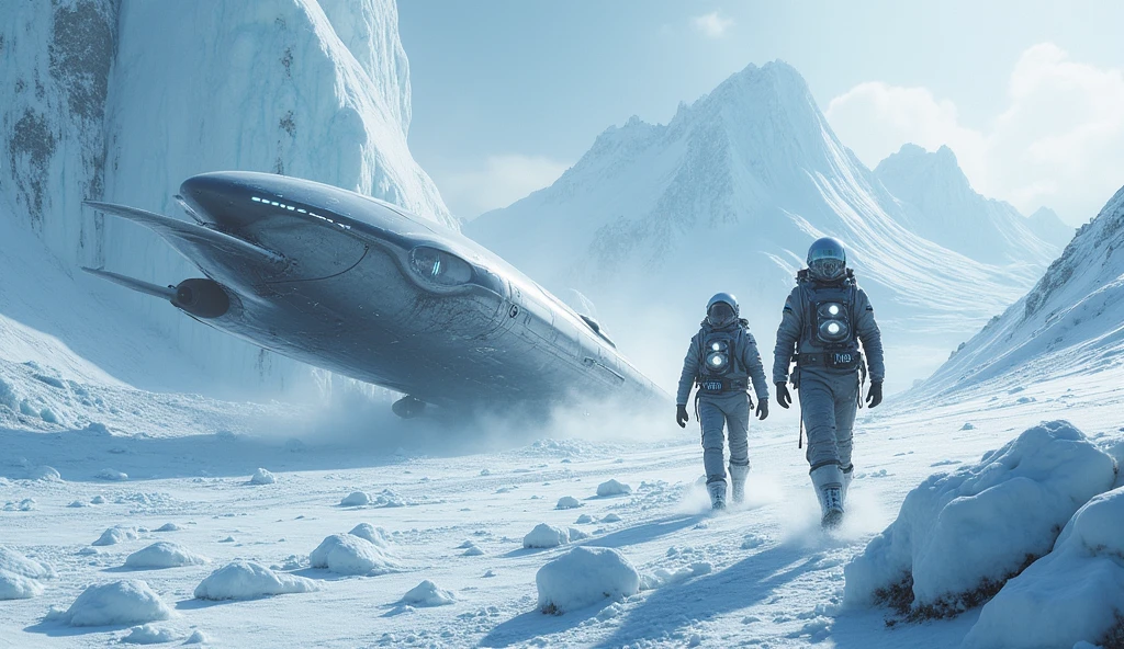 Future Earth in Ice, human crisis, space exploration with technology, fantasy at the intersection of science and adventure, space migration, better image quality.