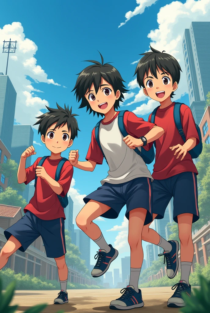 Anime name trio
Is anime me dosti aur attitude,casual look
Aur is anime me teams hoga
Isi hisab se anime ka poster