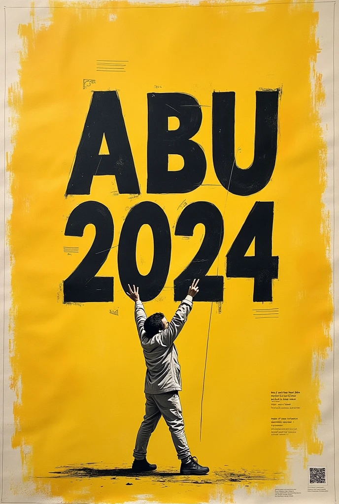 ABU SAYED 2024 PHRASE IN newspaper texture AND yellow background
