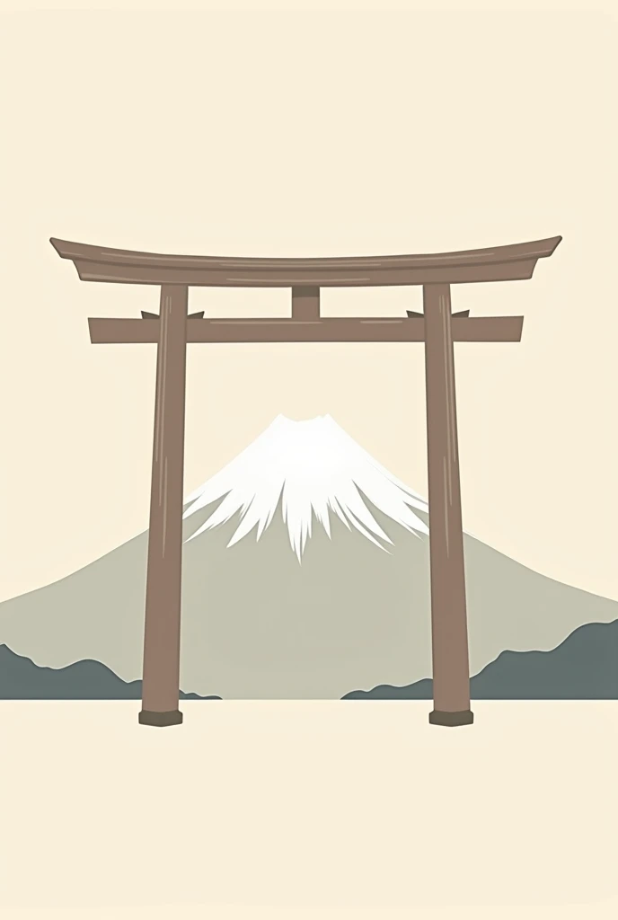 Generate a round panel for a birthday with a Japan theme, the main object being a Torii and Mount Fuji, something very simple, subtle and masculine. in drawing