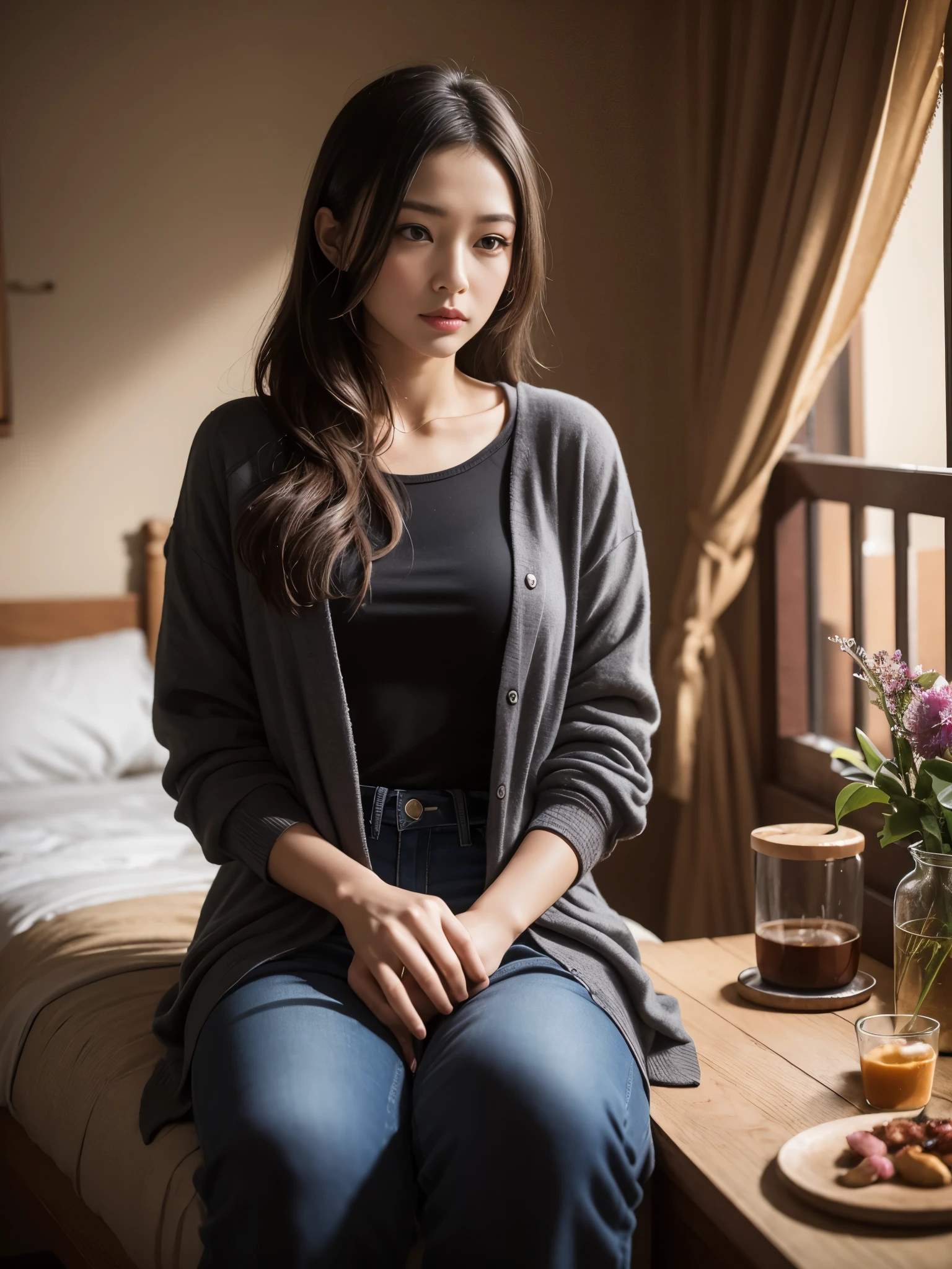 one person's, Very detailed CG 統合 8k 壁紙, Very detailed, High resolution raw color photos, Professional photography, Cinematic Light, bangs, naked, School, classroom,whole body、