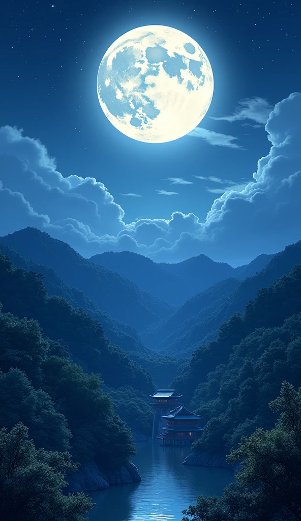 full moon Night Sky beautiful Japan