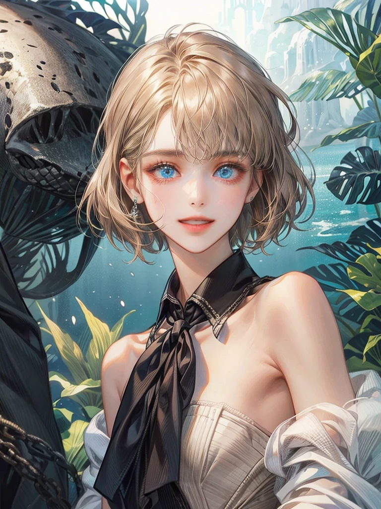 A small, slender man with fair skin, bob haircut, light brown hair, sea blue eyes, and a sweet smile that makes your eyes squint.