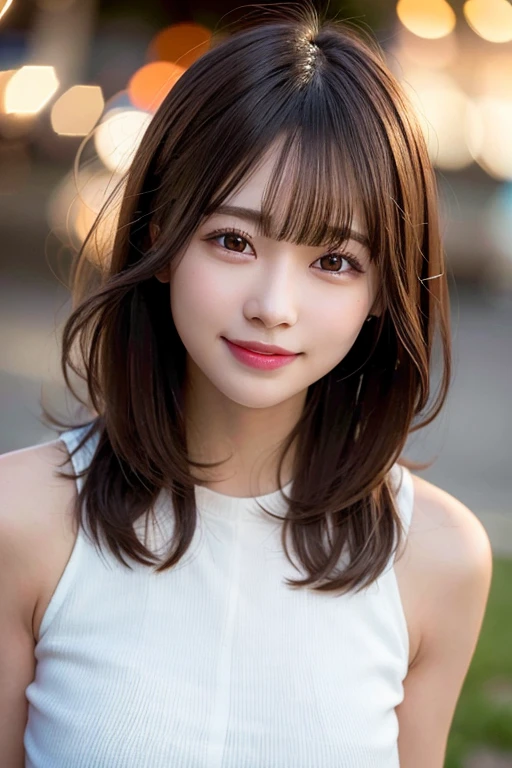 (Skin wounds:1.2), (Skin Dentition), black eye, 1woman, 5, (((woman))), alone, Realistic, Highest quality, photoRealistic, masterpiece, 8k, High resolution, alone, cute、Ruthlessly detailed face, (Professional Lighting, Bokeh), (Particles of light, Lens flare, Glowing particles:0.6), nice, Are standing, Maintain the original face proportions,whole body, (Medium Hair), Brown Hair, Floating Hair, lips, lipstick, seductive smile, Floating Hair, smile, Open_mouth, teeth, eyelash, Mole, (Mole under eye:1)、View from below