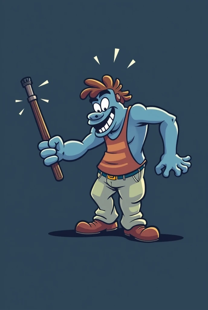 cartoon man with big wide pants, , and the band itself