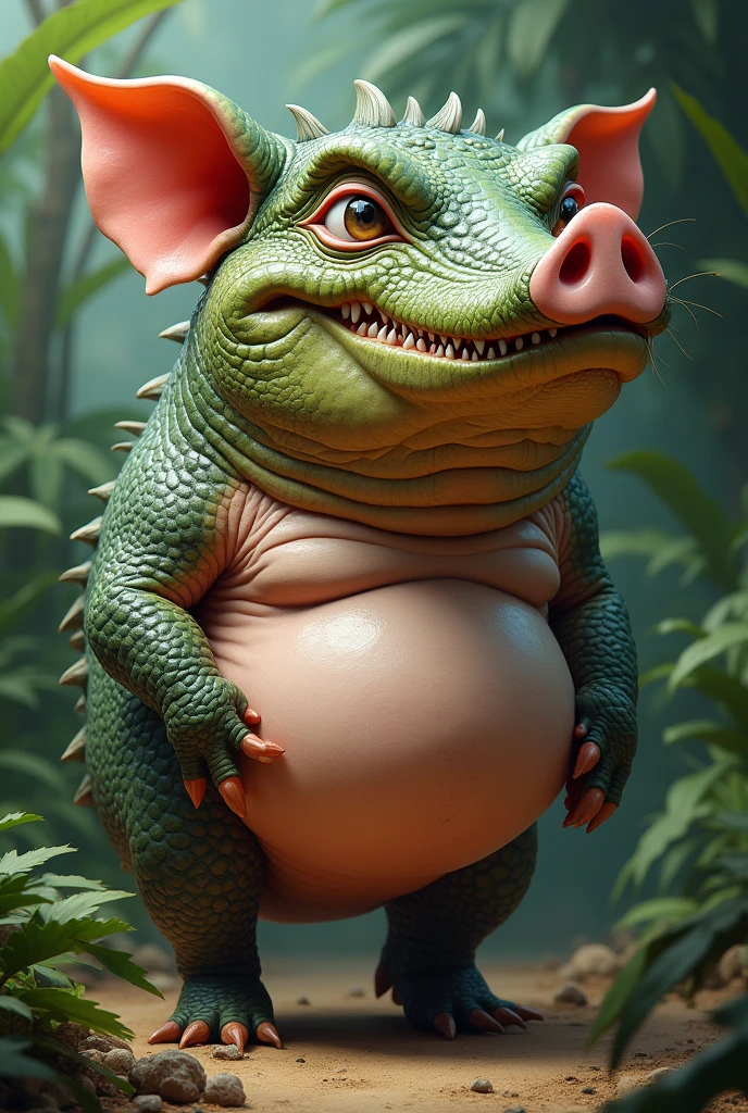 Pig with crocodile but pig body and crocodile head