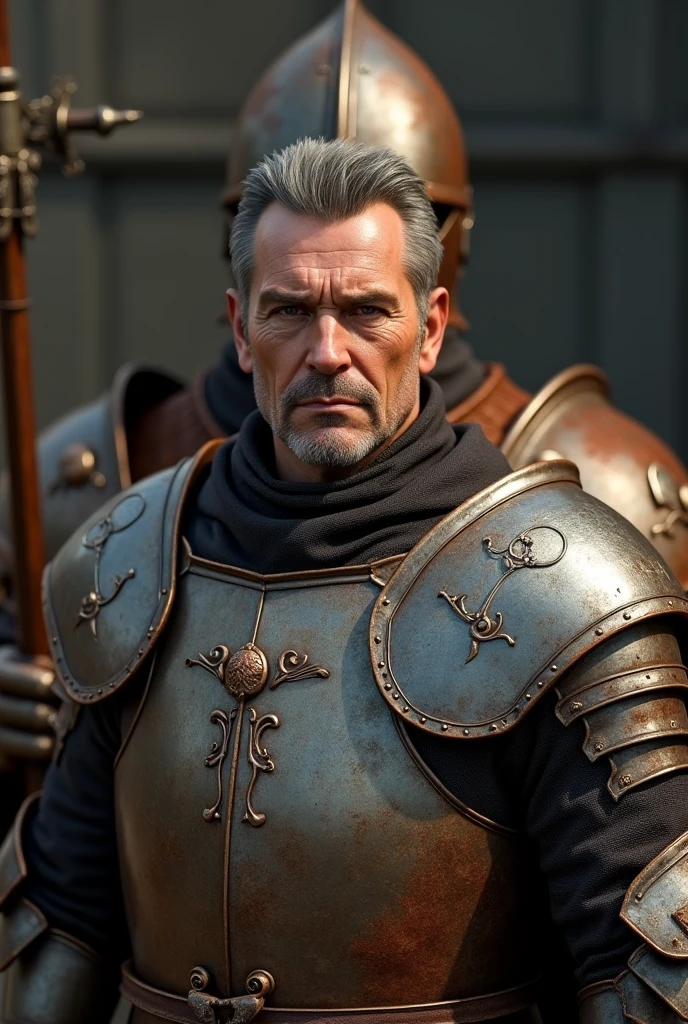 Robert Fisher 3D full body ???? background knight in rusty armor 