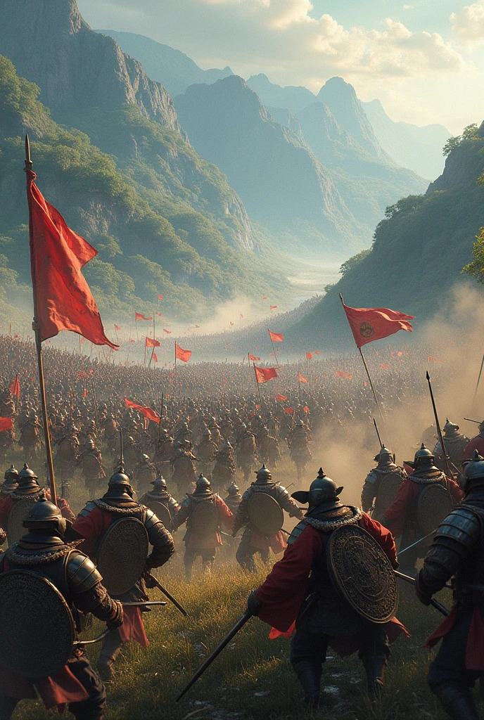 Ancient Chinese armies fighting