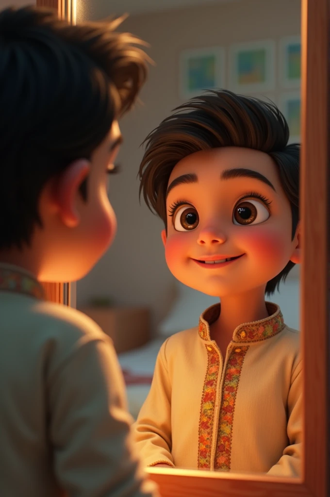 Cute Punjabi boy looking him in the mirror