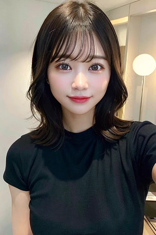 whole bodyを映した、(Skin wounds:1.2), (Skin Dentition), black eye, 1woman, Age 25, (((woman))), alone, Realistic, Highest quality, photoRealistic, masterpiece, 8k, High resolution, alone, cute、Ruthlessly detailed face, (Professional Lighting, Bokeh), (Particles of light, Lens flare, Glowing particles:0.6), nice, Are standing, Maintain the original face proportions,whole body, (Medium Hair), Brown Hair, Floating Hair, lips, lipstick, seductive smile, Floating Hair, smile, Open_mouth, teeth, eyelash, Mole, (Mole under eye:1)、View from below