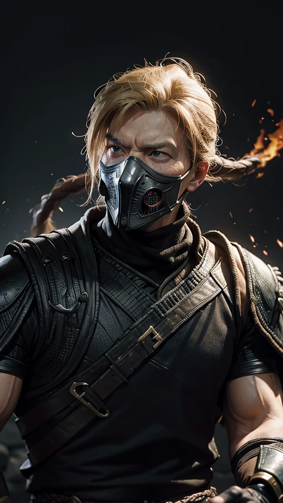 (Best quality:1.1), Donald Trump as a mortal Kombat character, firing, hdr, (highly detailed facial texture), mortal Kombat background, lights, rocks, armory,
