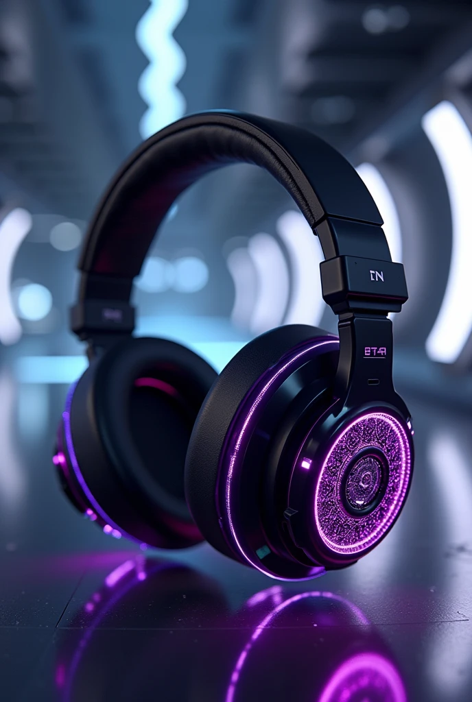 Purple and black headphones that translate languages