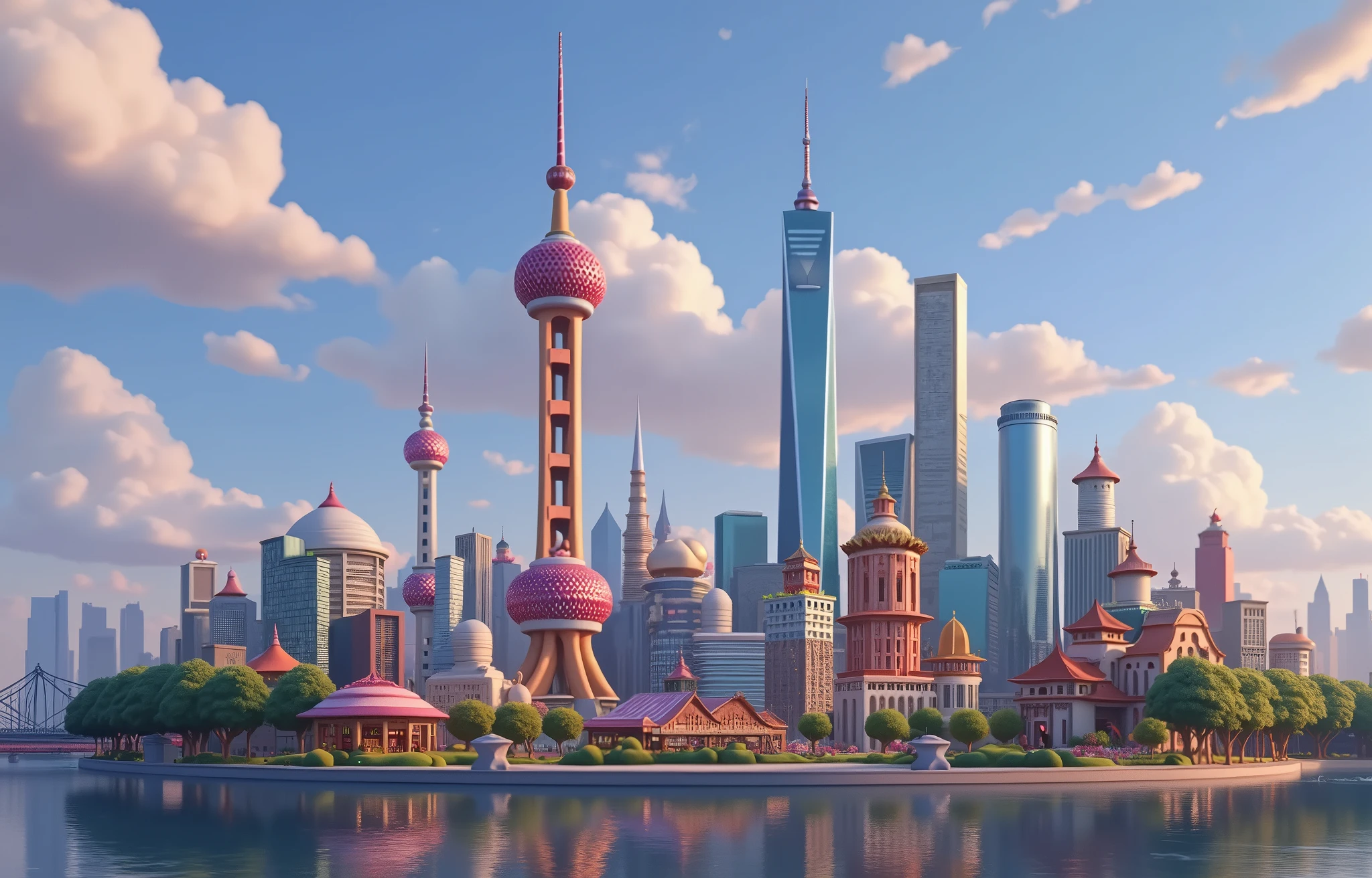 Cartoon Style,Shanghai Oriental Pearl,landscape