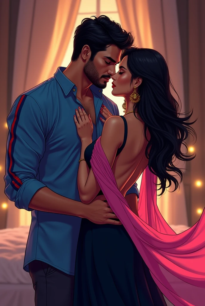 make indian anime couple sex scene :dono rich family se hai. ladke ne blue shirt penna Hai jispe red aur blue color ki lines Hai aur ladki ne backless, long and black Indian kurta aur left kandhe pe pink dupatta penna Hai jispe beautiful design he. Ladke ne ladki ko kamar se tightly pakda hua hai. Dono ek dusre se chipke hue hai. Dono ek dusre ko lip kiss kar rahe hai aur dono ke lips ek dusre se touch kar rahe hai. Dono full romantic aur sex karne ke mood me hai. Dono ek dusre ke sath hot sex Kar rahe hai aur bohot enjoy kar rahe hai. Ladki ka dupatta lehra raha hai. 