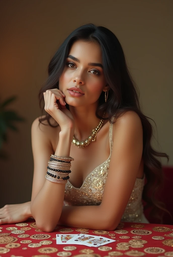 Beautiful teen patti model with element teen patti table cards