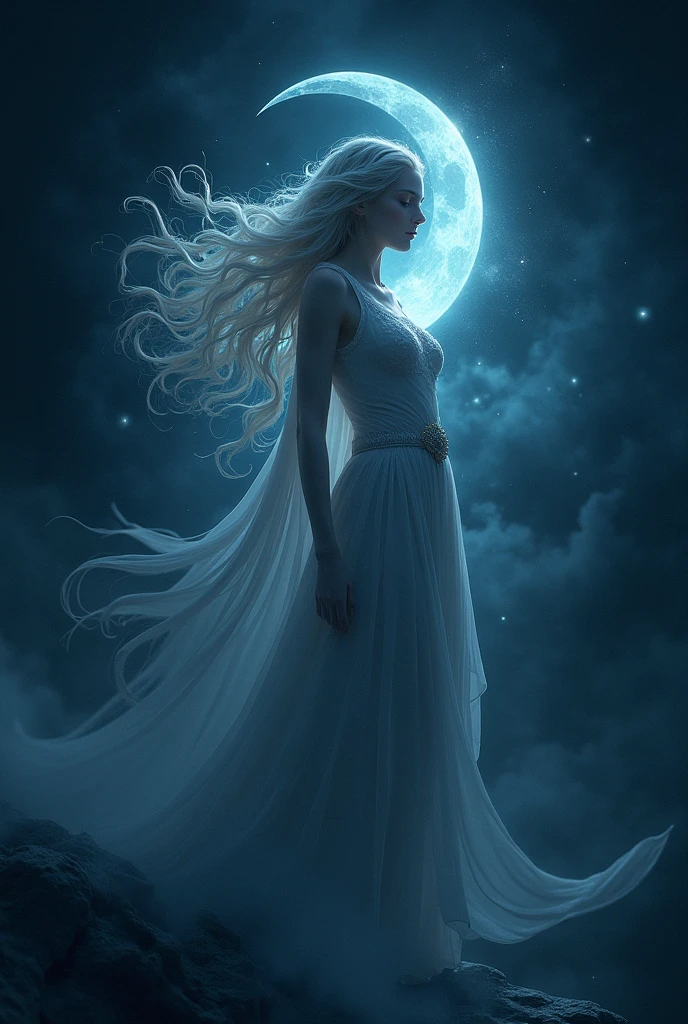 Lys (Goddess of the Night) dark night sky aura surrounding her