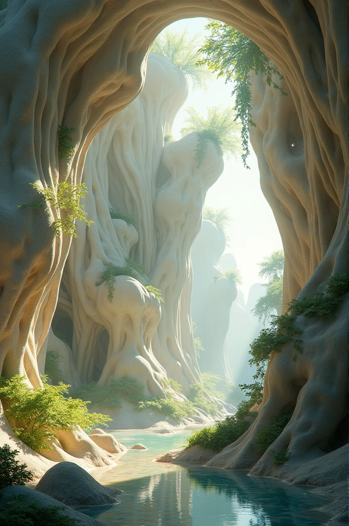 Abstract habitable structures where sunlight reaches indirectly