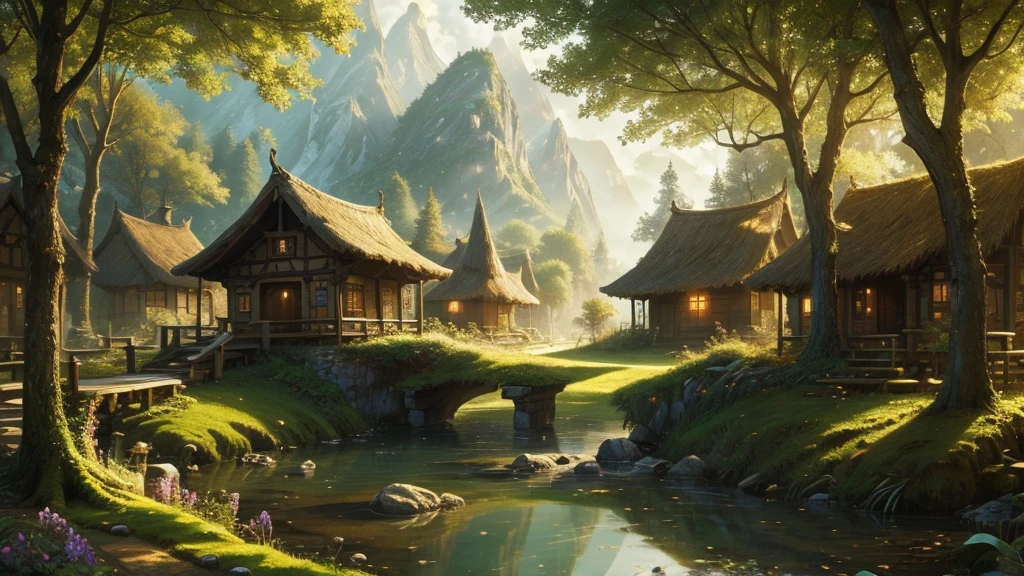 ((masterpiece)),((Highest quality)),((High Detail)), nobody, background, Mysterious Forest, Village of fairies