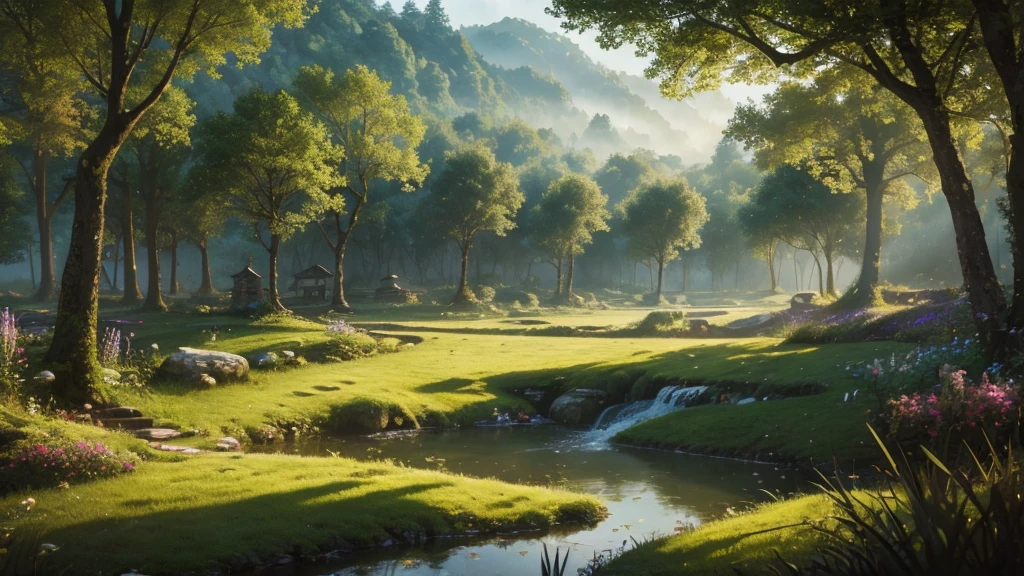 ((masterpiece)),((Highest quality)),((High Detail)), nobody, background, Mysterious Forest, Village of fairies