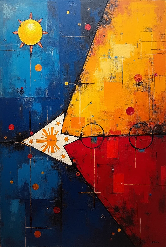 Abstract art Philippines flag painting with shapes