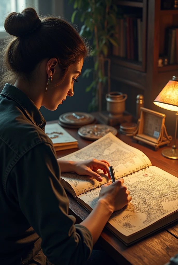Scene with journal and map