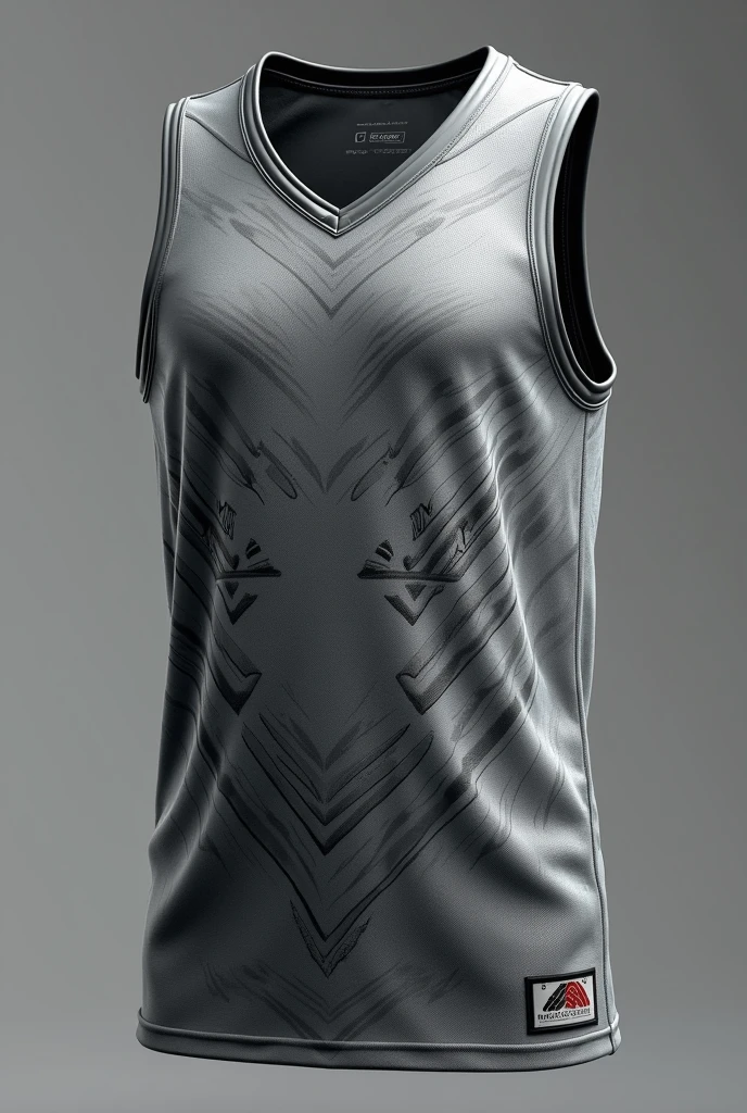 Gray basketball jersey with unique design and patterns