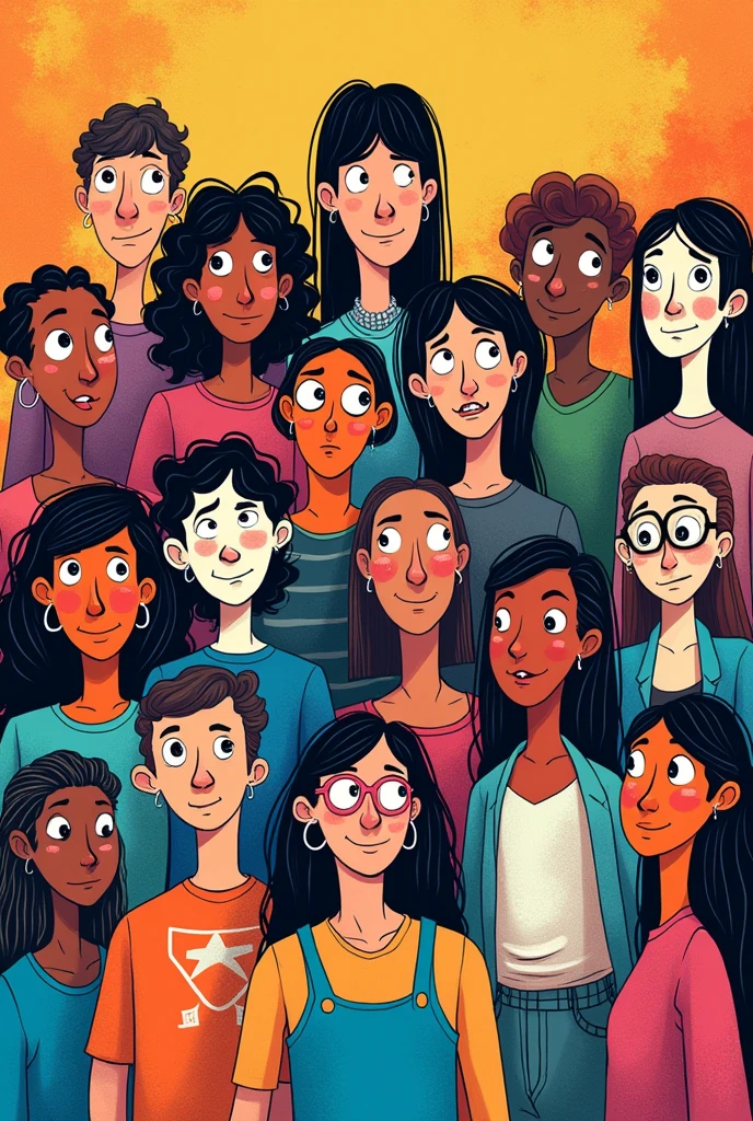 Cartoon characters are grouped together in a colorful drawing style., People who are stuck in a rut, colorful Doodle Art, Hand drawn cartoon art style, Doodle Art, !!! Very consistent.!!! vector art, Colorful illustrations, digital art. Colorful cartoons, Toki Doctor, Merged characters, Cartoon vector style, Color Line Art, Cartoon illustration, Cartoon Network Style, Sticker illustration