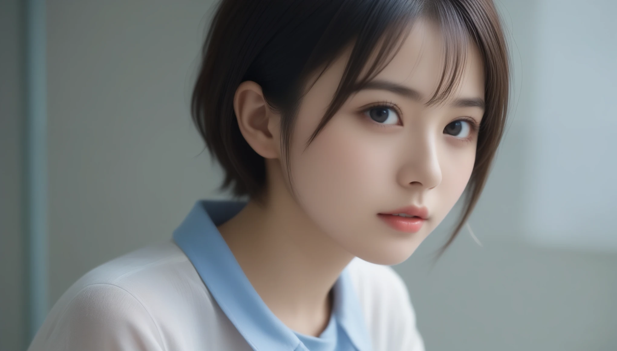 8k, Ultra-high resolution, Highest quality, masterpiece, 三分割法によるphotograph,Surreal, photograph, 1 , (:1.3), cute, cute顔, 細部までBeautiful Eyes, 細かくdetailedに,masterpiece,One Girl:1.2,Japanese women,Young Wife,cowboy shot,glaring,Black short hair,messy hair,(Dirty work clothes:1.3),Staring through the wire mesh,Blue Collar,Factory wall,heavy rain,(Beautiful attention to detail),Subtle details, detailedな顔,anger,Attractive eyes,(ポートレートphotograph:1.4),(Photorealistic images:1.4),Fantasy art,(Beautiful Face:1.4),美しくAttractive eyes、Beautiful Eyes、Grayscale 16Bits,(Tight waist:1.4)、(Beautiful with perfect body proportions:1.4),Pink Lips,Looking at the audience,(((Ideal body type))),A-cup small breasts :2,、Portraiture:2、Perfect Anatomy、鮮明なdetailed、detailed,Fashion magazine cover,Thin lips,完璧でBeautiful Face ,完璧でcute顔, Skin with attention to detail, Perfect limbs、Narrow waist,Surreal,Light and shadow,backlighting