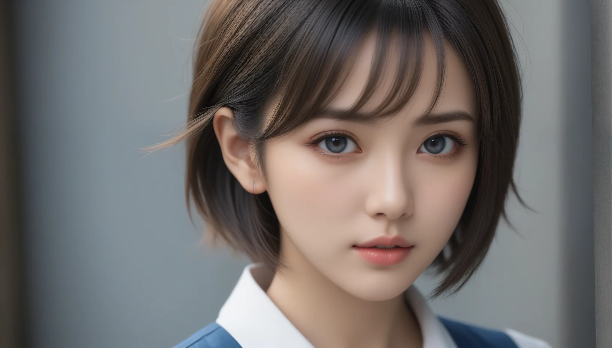 8k, Ultra-high resolution, Highest quality, masterpiece, 三分割法によるphotograph,Surreal, photograph, 1 , (:1.3), cute, cute顔, 細部までBeautiful Eyes, 細かくdetailedに,masterpiece,One Girl:1.2,Japanese women,Young Wife,cowboy shot,glaring,Black short hair,messy hair,(Dirty work clothes:1.3),Staring through the wire mesh,Blue Collar,Factory wall,(Beautiful attention to detail),Subtle details, detailedな顔,anger,Attractive eyes,(ポートレートphotograph:1.4),(Photorealistic images:1.4),Fantasy art,(Beautiful Face:1.4),美しくAttractive eyes、Beautiful Eyes、Grayscale 16Bits,(Tight waist:1.4)、(Beautiful with perfect body proportions:1.4),Pink Lips,Looking at the audience,(((Ideal body type))),A-cup small breasts :2,、Portraiture:2、Perfect Anatomy、鮮明なdetailed、detailed,Fashion magazine cover,Thin lips,完璧でBeautiful Face ,完璧でcute顔, Skin with attention to detail, Perfect limbs、Narrow waist,Surreal,Light and shadow,darkness