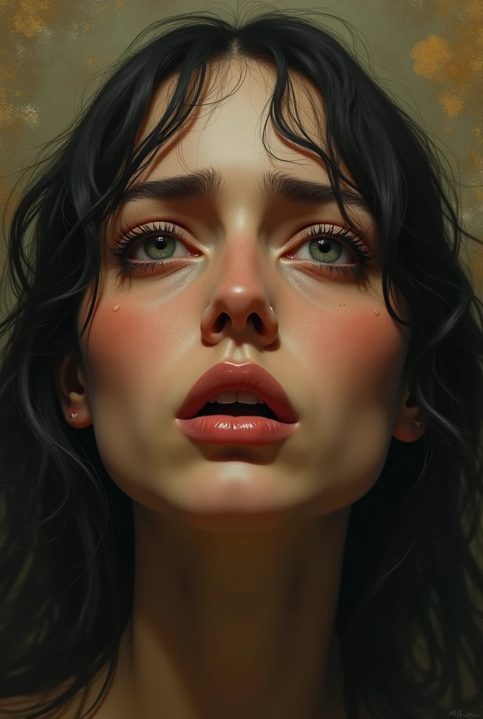 (photorealism:1.2), human cries what is wrong this earth. realistic, intricate details, warm colors, by Greg Rutkowski, by Alphonse Mucha