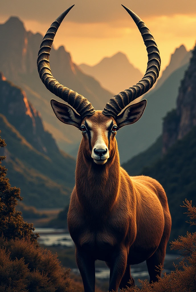 Create me a luxurious logo for a company named DIMIA that has the image of walya ibex indeginious animal in Ethiopia