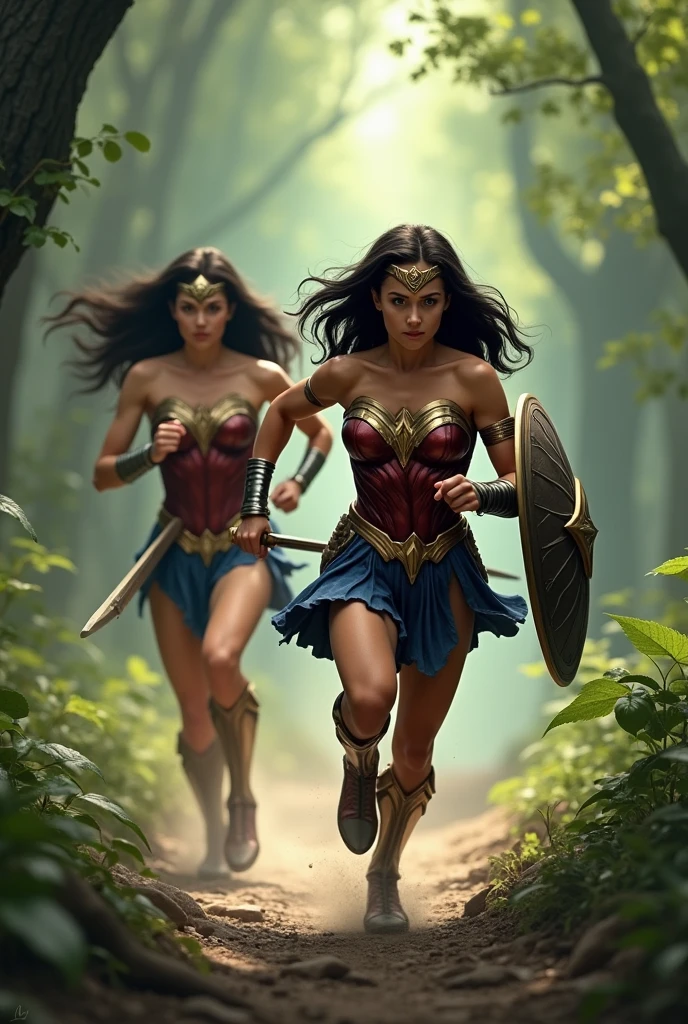 Young teenage Amazon warrior chased by Wonderwoman&#39;s 
