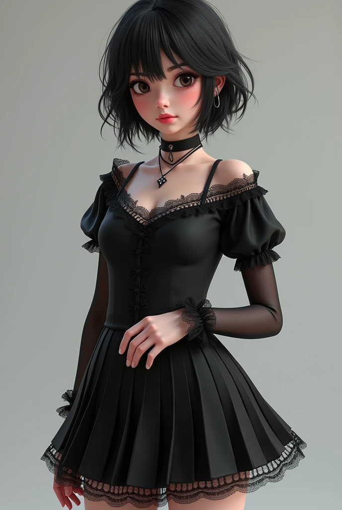 ((Masterpiece, best quality)),beautiful colors, sharp contrast,photography, detailed skin, realistic, photo-realistic, 8k, highly detailed, full length frame, High detail RAW color art, diffused soft lighting, shallow depth of field, sharp focus, hyperrealism, cinematic lighting,smiling,
edgHO, fishnet_dress,((fishnets,cut out dress)),a woman in a black dress ,wearing edgHO,black background,corset,short skirt,
<lora:edgHO:0.7>