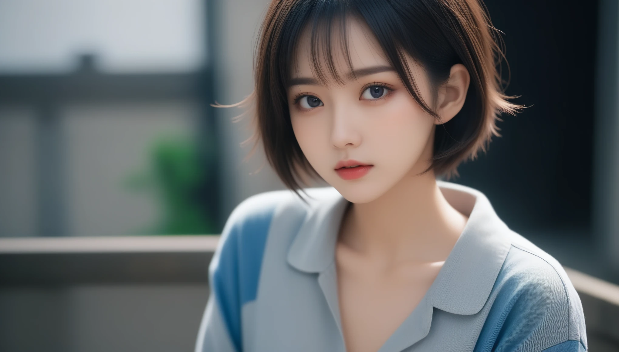 8k, Ultra-high resolution, Highest quality, masterpiece, 三分割法によるphotograph,Surreal, photograph, 1 , (:1.3), cute, cute顔, 細部までBeautiful Eyes, 細かくdetailedに,masterpiece,One Girl:1.2,Japanese women,Young Wife,cowboy shot,glaring,Black short hair,messy hair,(Dirty work clothes:1.3),Staring through the wire mesh,Blue Collar,Factory wall,(Beautiful attention to detail),Subtle details, detailedな顔,anger,Attractive eyes,(ポートレートphotograph:1.4),(Photorealistic images:1.4),Fantasy art,(Beautiful Face:1.4),美しくAttractive eyes、Beautiful Eyes、Grayscale 16Bits,(Tight waist:1.4)、(Beautiful with perfect body proportions:1.4),Pink Lips,Looking at the audience,(((Ideal body type))),A-cup small breasts :2,、Portraiture:2、Perfect Anatomy、鮮明なdetailed、detailed,Fashion magazine cover,Thin lips,完璧でBeautiful Face ,完璧でcute顔, Skin with attention to detail, Perfect limbs、Narrow waist,Surreal,Light and shadow,darkness