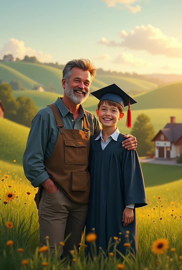 A Farmer dad with Son Graduate 